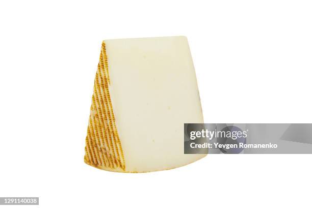 triangle cheese chunk isolated on white background - hard cheese stock pictures, royalty-free photos & images
