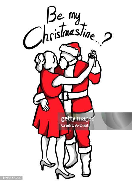 santa und frau tanzen - walzer stock-grafiken, -clipart, -cartoons und -symbole