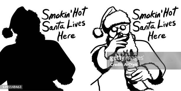 smokin' hot sants - naughty santa stock illustrations