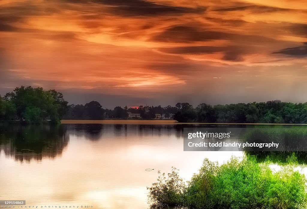 Lake at sunset