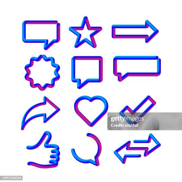 shapes and sign neon style, 3d graphics - three dimensional type stock illustrations