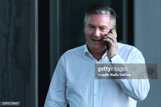 Eddie McGuire is seen during a Collingwood Magpies AFLW training session at Holden Centre on December 14, 2020 in Melbourne, Australia.