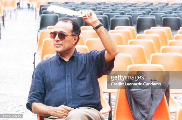 Iranian film director, screenwriter, poet, photographer, and film producer Abbas Kiarostami , Locarno, Switzerland, 12th August 1994.