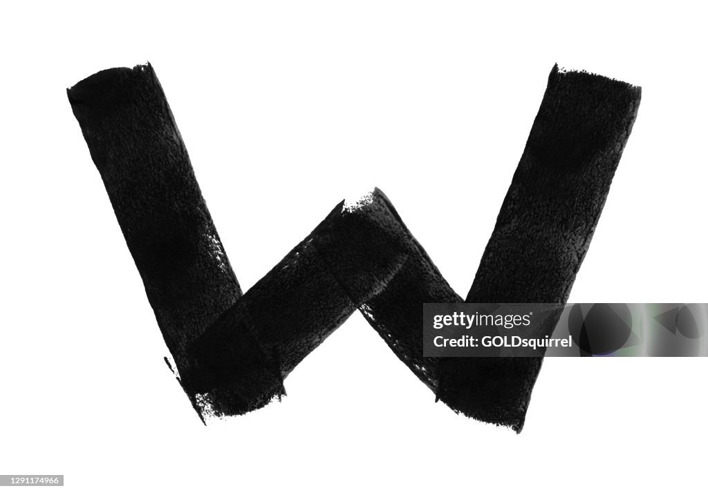 Wide Sloppy Letter W Created By Four Straight Lines Painted By Hand ...