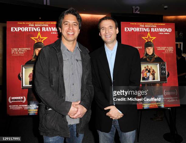Ray Romano and Phil Rosenthal attend the Los Angeles Premiere of 'Exporting Raymond' at the Landmark Theater on April 13, 2011 in Los Angeles,...