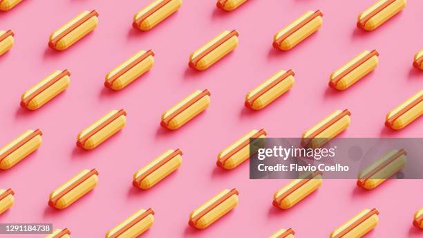 hot dog low poly pattern background - hot dog bun stock pictures, royalty-free photos & images