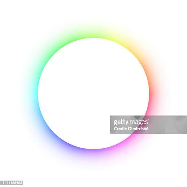 empty circular space - spectrum circle on white background with copy space - neon speech bubble stock illustrations