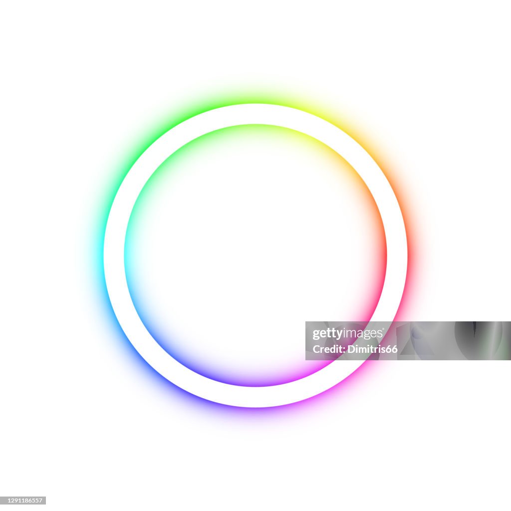 Spectrum illuminated ring on white background