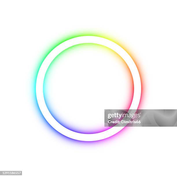 spectrum illuminated ring on white background - neon circle stock illustrations