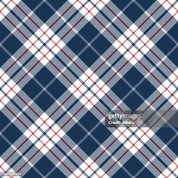 blue red argyle scottish tartan plaid textile pattern - white kitchen background stock illustrations