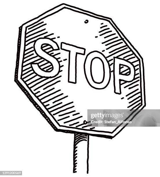 stoppschild doodle - stopschild stock-grafiken, -clipart, -cartoons und -symbole