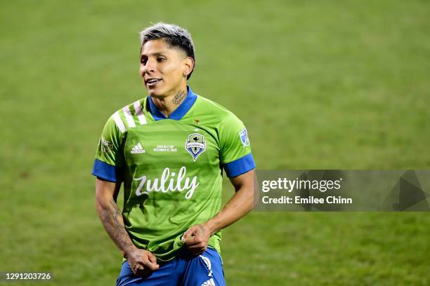 Raul Ruidiaz of Seattle Sounders reacts during the MLS Cup Final between the Columbus Crew and the Seattle Sounders at MAPFRE Stadium on December 12,...