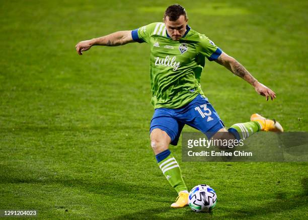 Jordan Morris of Seattle Sounders controls the ball during the MLS Cup Final between the Columbus Crew and the Seattle Sounders at MAPFRE Stadium on...