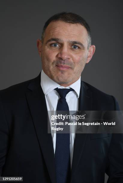 France General Manager, Raphael Ibanez poses for a photo prior to the Rugby World Cup France 2023 draw at Palais Brongniart on December 14, 2020 in...