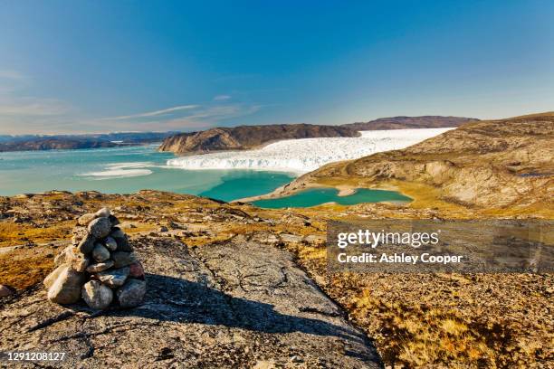 the eqip sermia glacier that is receeding rapidly due to global warming on the west coast of greenland. - 1948 stock pictures, royalty-free photos & images