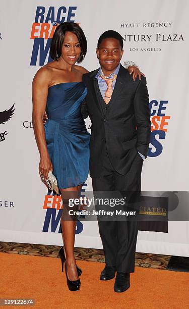 Regina King and son Ian Alexander Jr arrive at the 18th Annual Race To Erase MS at the Hyatt Regency Century Plaza on April 29, 2011 in Century City,...