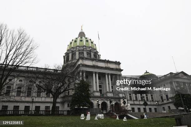 The Pennsylvania State Capitol is seen on December 14, 2020 in Harrisburg, Pennsylvania. Electors in Pennsylvania will meet today to certify the 2020...