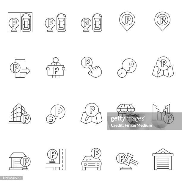 parking vector set - parking stock illustrations