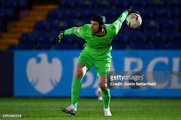 Petr Cech of Chelsea in action during the Premier League 2 match between Chelsea and Tottenham Hotspur at Kingsmeadow on December 14, 2020 in...