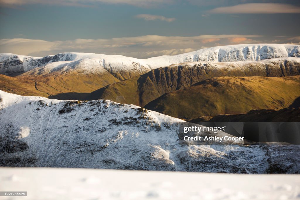 St Sunday Crag and the High Street Fells from the Helvellyn range, Lake District, UK.