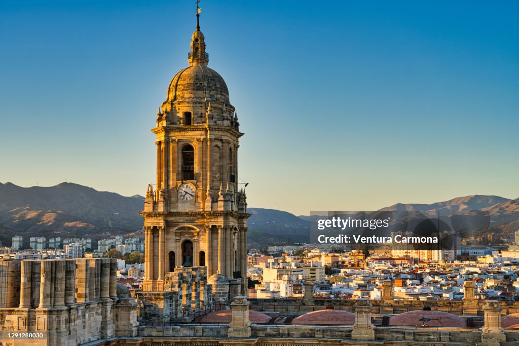 Lateral view of Málaga Cathedral, Spain