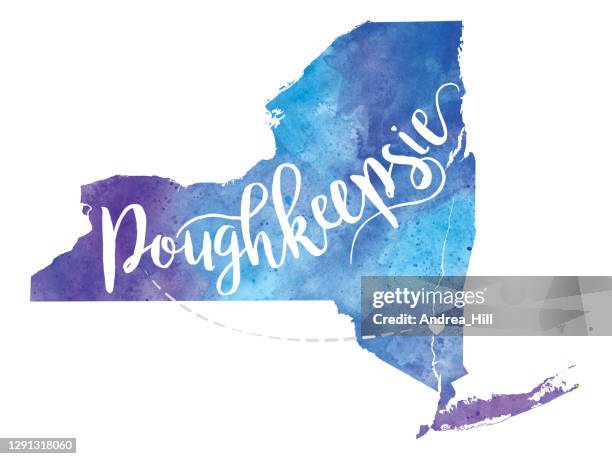 poughkeepsie, new york raster watercolor map illustration - poughkeepsie new york stock illustrations
