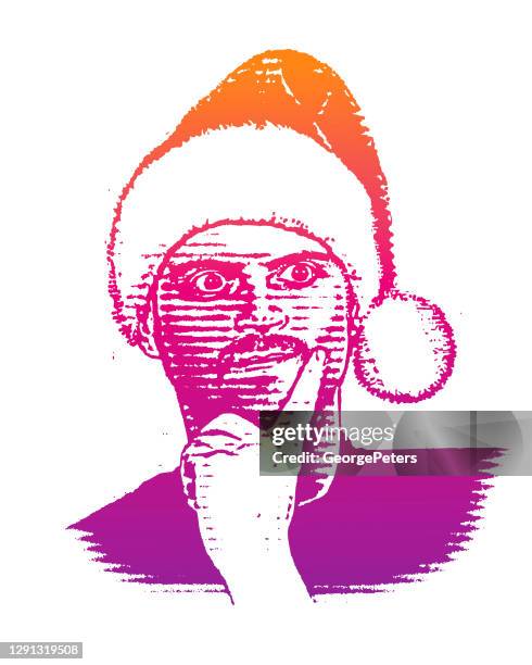 scary mall santa - grumpy santa stock illustrations