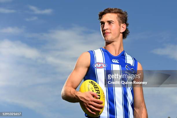 Will Phillips of the Kangaroos poses during a North Melbourne Kangaroos AFL training and media session at Arden Street Ground on December 15, 2020 in...