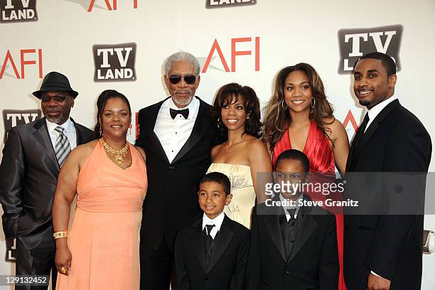 Alfonso Freeman, Alexis Freeman, 39th Life Achievement Award recipient Morgan Freeman, Morgana Freeman, Deena Freeman, Aldric Johns, Deion Hines and...