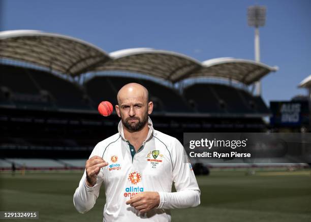 Nathan Lyon of Australia poses before an Australian Nets Session at Adelaide Oval on December 15, 2020 in Adelaide, Australia.