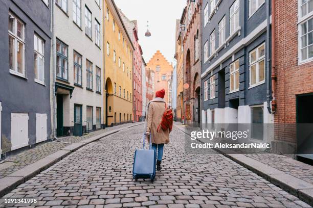 getting around the city - denmark winter stock pictures, royalty-free photos & images