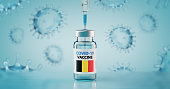 COVID-19 Coronavirus Vaccine and Syringe with flag of Belgium Concept Image