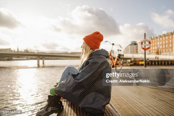 enjoying the view - pier imagens e fotografias de stock