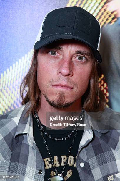 Paul Phillips of Puddle of Mudd attends the JVC Mobile Entertainment's Turn Me On Press Junket at American Rebel PR on April 6, 2011 in Los Angeles,...