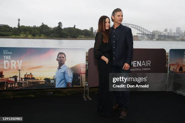 Rebecca Gleeson and Eric Bana attend the Sydney premiere of The Dry on December 15, 2020 in Sydney, Australia.