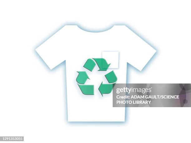 t-shirt with recycling symbol, illustration - environmental science stock illustrations