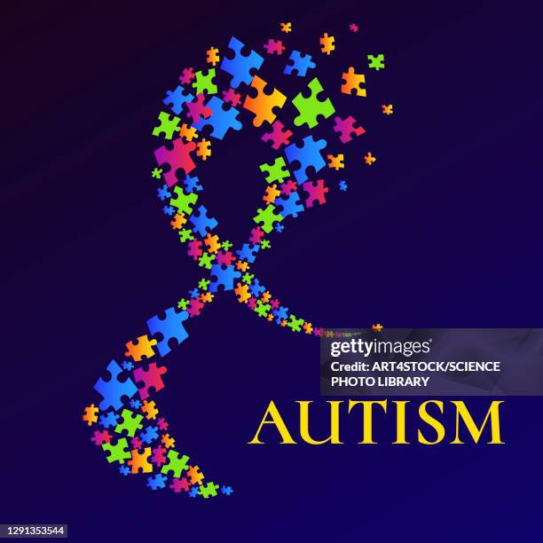 ilustraciones, imágenes clip art, dibujos animados e iconos de stock de autism awareness ribbon, conceptual illustration - autismo