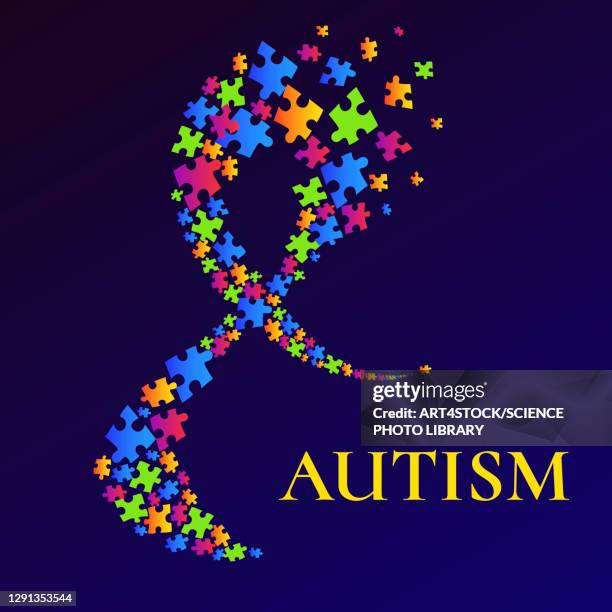 stockillustraties, clipart, cartoons en iconen met autism awareness ribbon, conceptual illustration - autism