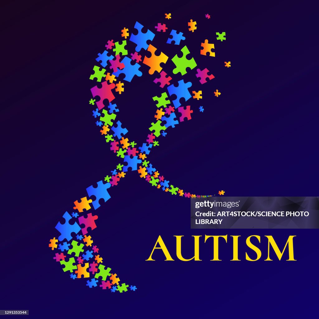 Autism awareness ribbon, conceptual illustration