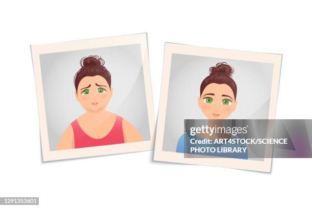 weight loss, conceptual illustration - fat female cartoon characters stock illustrations
