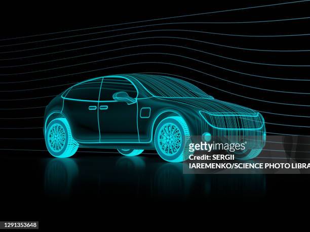 illustrazioni stock, clip art, cartoni animati e icone di tendenza di digital model of a car, illustration - modalità wire frame