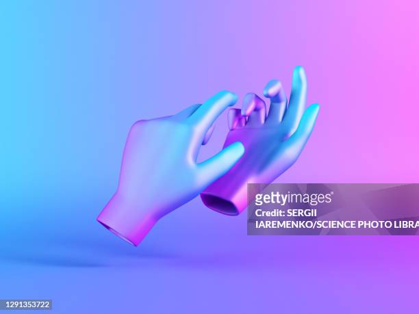 two mannequin hands, illustration - three dimensional illustrations stock illustrations