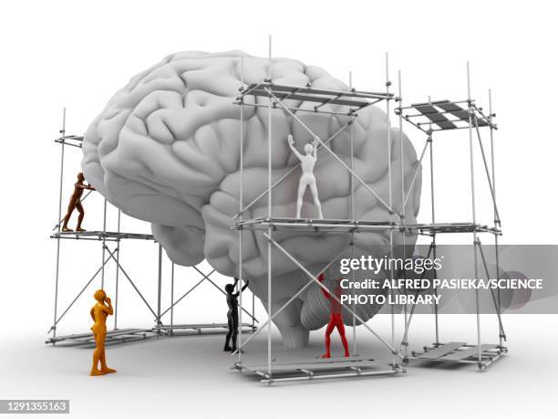 mental health treatment, conceptual illustration - construction frame stock illustrations