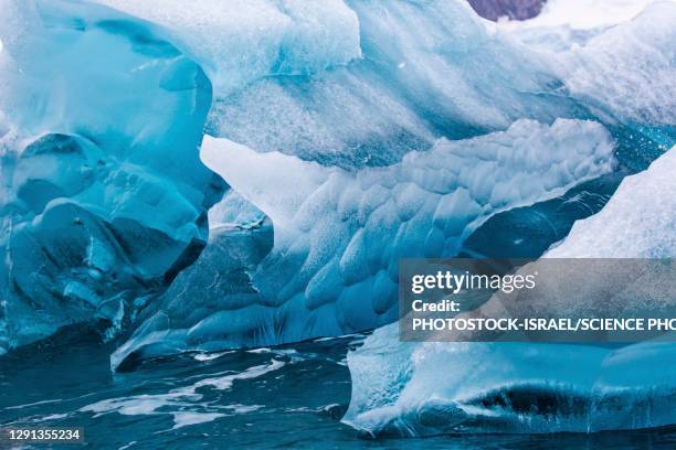blue ice of a glacier, antarctica - ice shelf stock-fotos und bilder