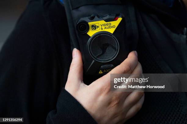 Close-up of a police body-worn CCTV camera on November 02, 2020 in Cardiff, Wales.