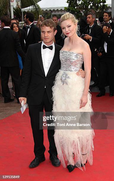 Actors Brady Corbet and Kirsten Dunst attend the "Les Bien-Aimes" Premiere and Closing Ceremony during the 64th Annual Cannes Film Festival at the...