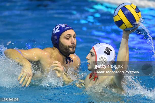 Jug Adriatic player Paulo Obradovic and Spandau Berlin player Tiberiu Negrean during the first round match Spandau Berlin-Jug Adriatic Osig at the...