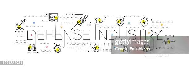modern flat design concept of defence industry - word cloud stock illustrations