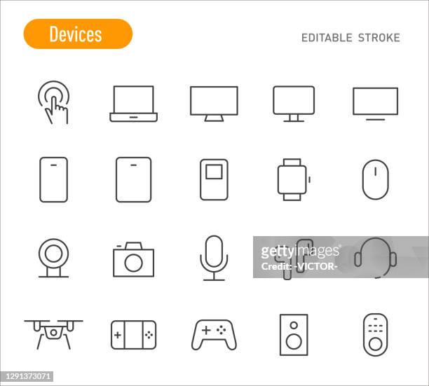 devices icons - line series - editable stroke - usb cable stock illustrations