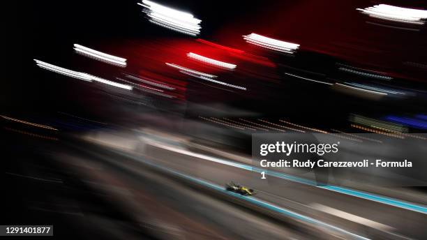 Fernando Alonso of Spain driving the Renault Sport Formula One Team RS20 during the F1 Young Drivers Test at Yas Marina Circuit on December 15, 2020...